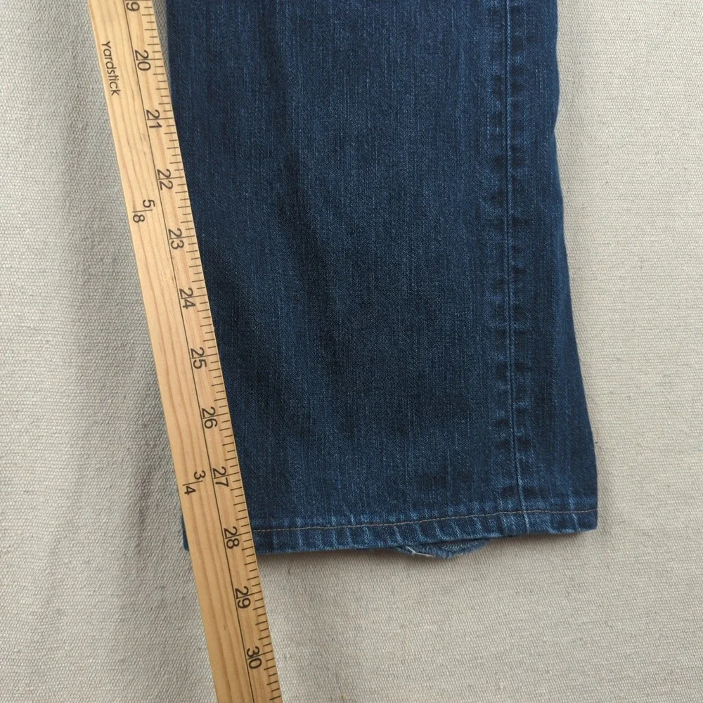 True Religion Jeans Mens 32x29 Blue Bobby Straight Dark Wash Hemmed